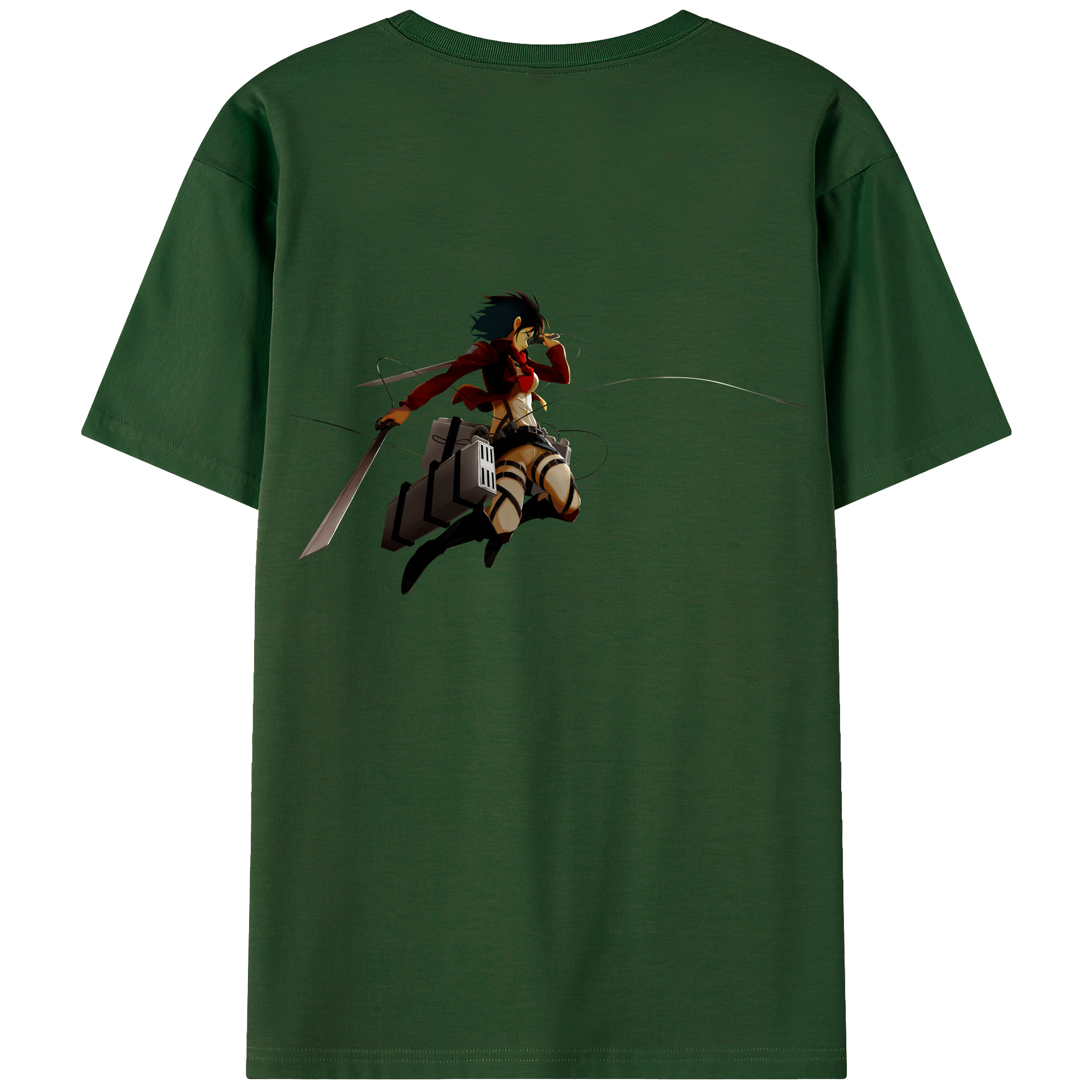 （画像用） 進撃の巨人 ミカサ·アッカーマン Attack on Titan Mikasa Ackerman 綿100％半袖Tシャツ（背面プリント）